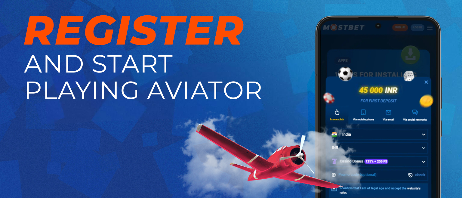 Register a new account at Mostbet to play Aviator