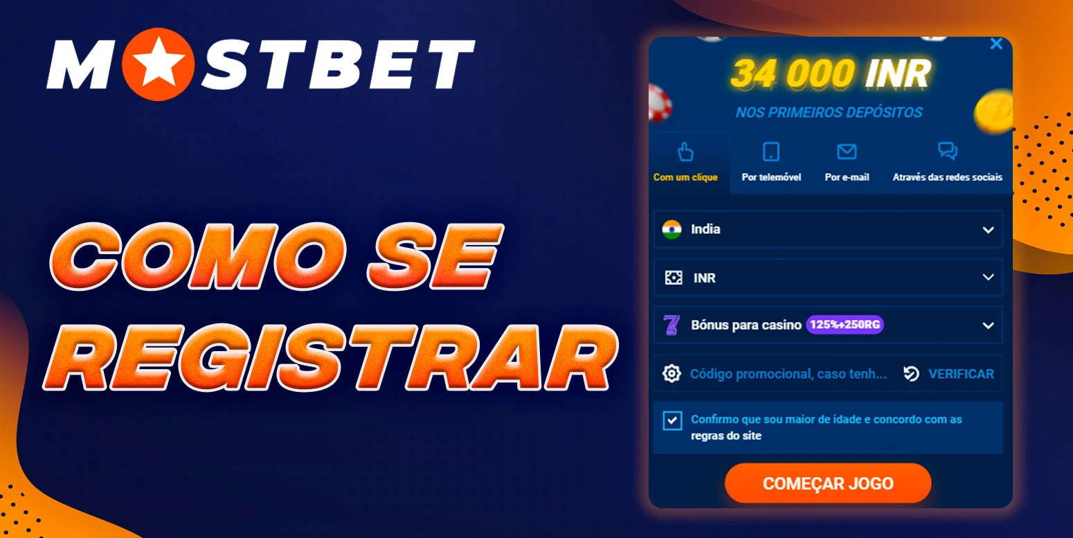 Instruções detalhadas para se registrar no site da Mostbet.